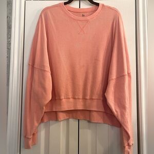 SO Crew Neck Waffle Weave Dolman Sleeve Sweatshirt Junior Sz XXL - Peach